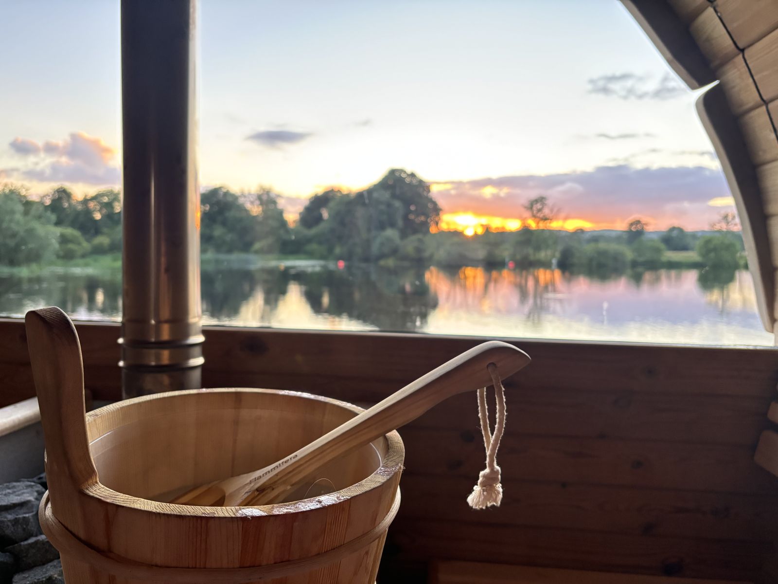 Sunset over the river from inside the sauna at Castleconnell