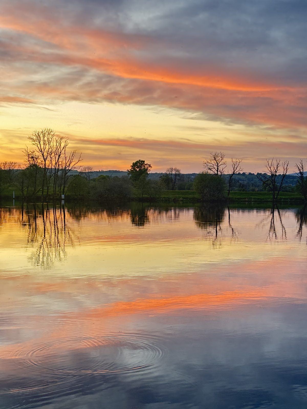 Sunset reflected in the river